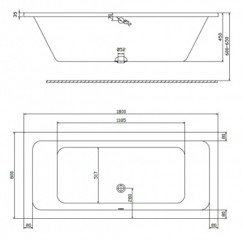 Акриловая ванна 180х80 KOLO Modo XWP1181000  - Вид №2