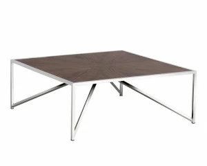 Журнальный столик квадратный хром с коричневым топом 100 см Rays ICON DESIGNE  178131 Коричневый