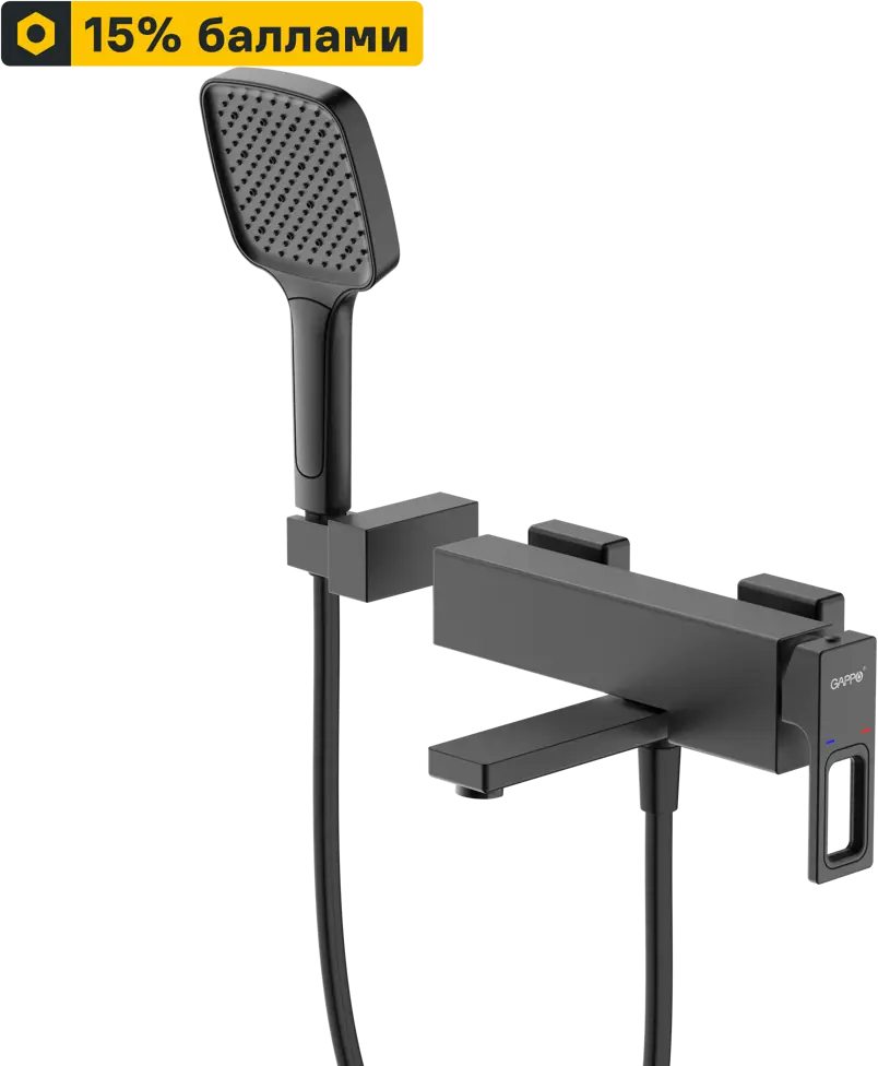 Смеситель для ванны GAPPO Eder с лейкой - матовый черный 89359055