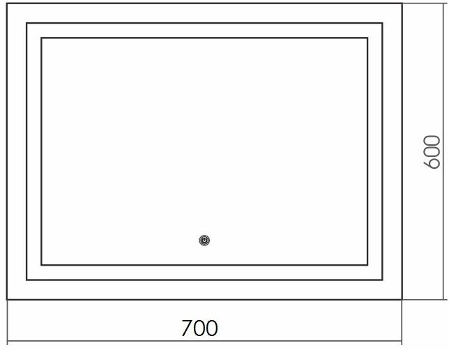 470600 Зеркало Pragma 700*600 с сенсорным выключателем Grossman  - Вид №1