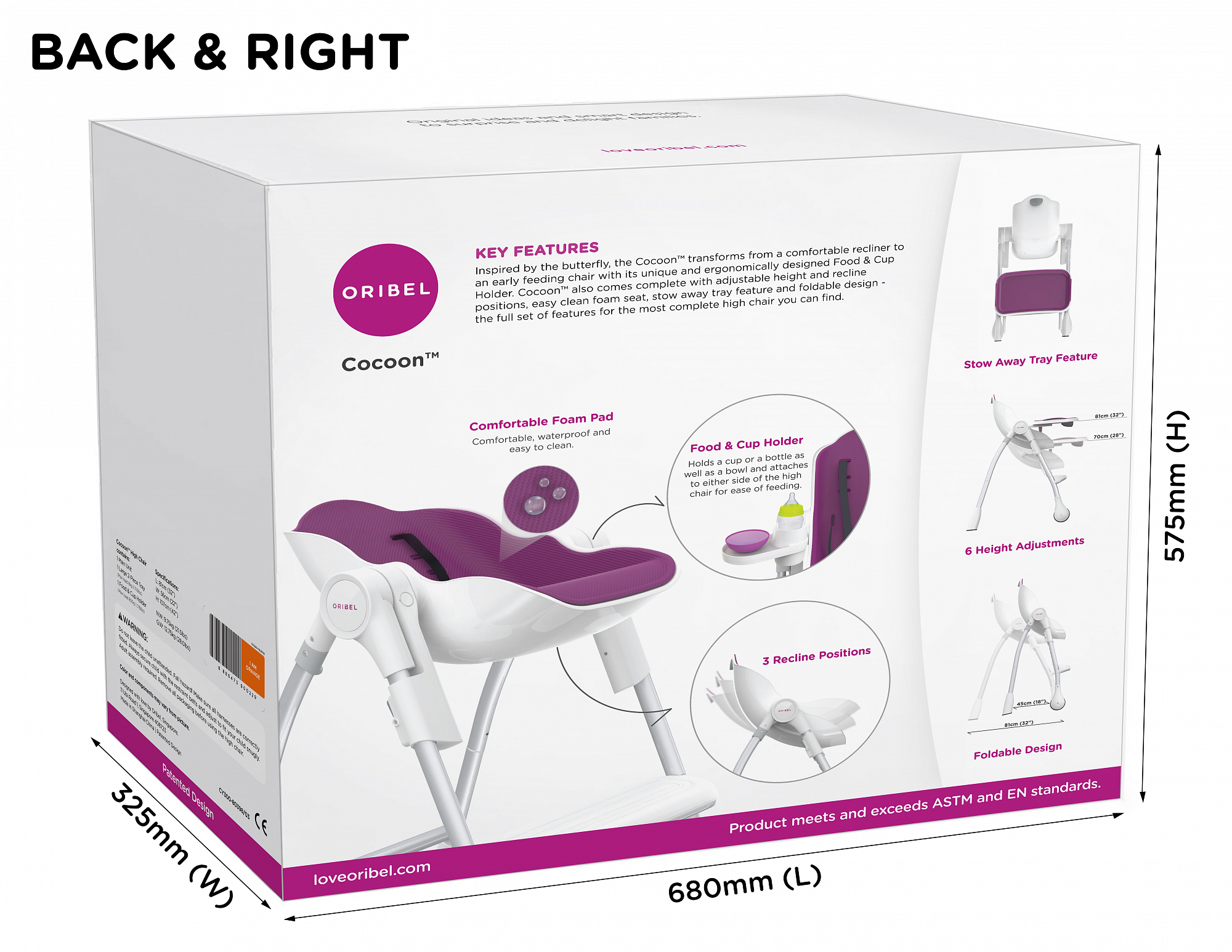 Стульчик для кормления Cocoon зефир голубая малина ORIBEL  322522 Голубой Santreyd  - Вид №8