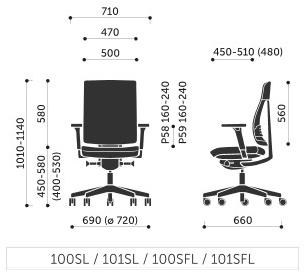profim Стул офисный вращающийся с 5 спицами и подлокотниками Xenon net sun-id-1495184 - Вид №4
