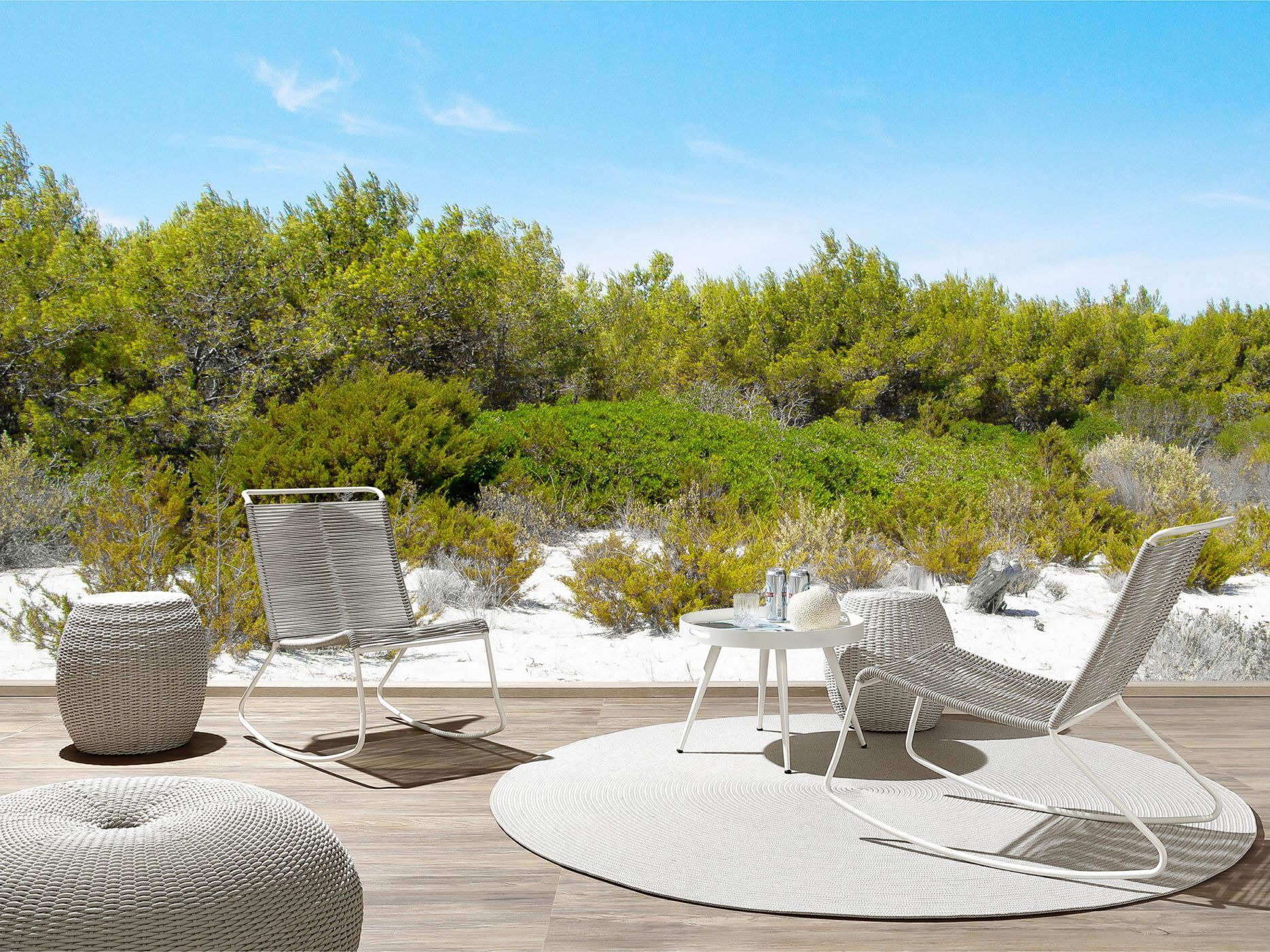 Плетеный алюминиевый садовый пуф Nodo Italia BARREL ARCH-00123578 - Вид №5