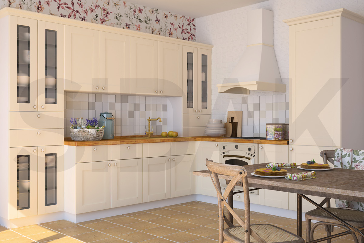 Фасады для кухни Кантри Фрезеровка «Лжевыборка» Дуб Мелинга №169 SIDAK SIST1714-214 - Вид №1