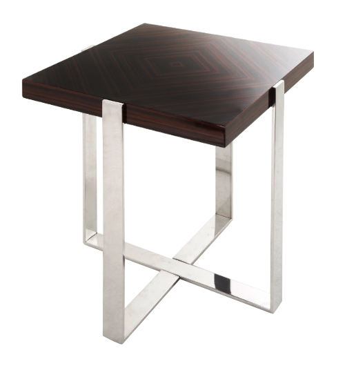 Приставной столик квадратный эбеновое дерево 60 см Perran RVASTLEY PUSHA 062905 Коричневый;хром  - Вид №1