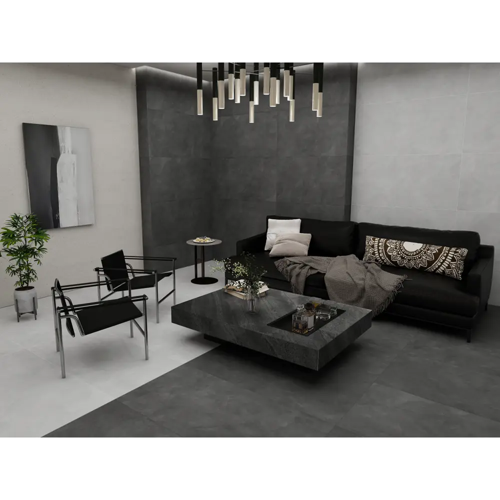 Керамогранит Duna Cemento Grafito 60x120 матовый цвет темно-серый 1.44 м² Santreyd STLM-2070710 - Вид №11