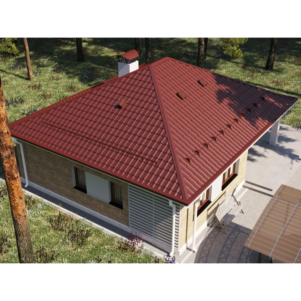 Металлочерепица 0.5 мм ГОСТ 2250x1180 мм RAL 3005 винно-красный 89296958 STLM-2030513 Santreyd  - Вид №4