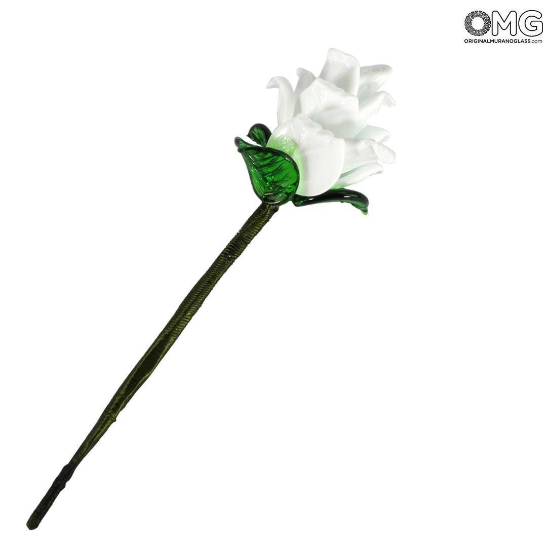 4813 ORIGINALMURANOGLASS Декоративная синяя роза - муранское стекло OMG 15 см  - Вид №1