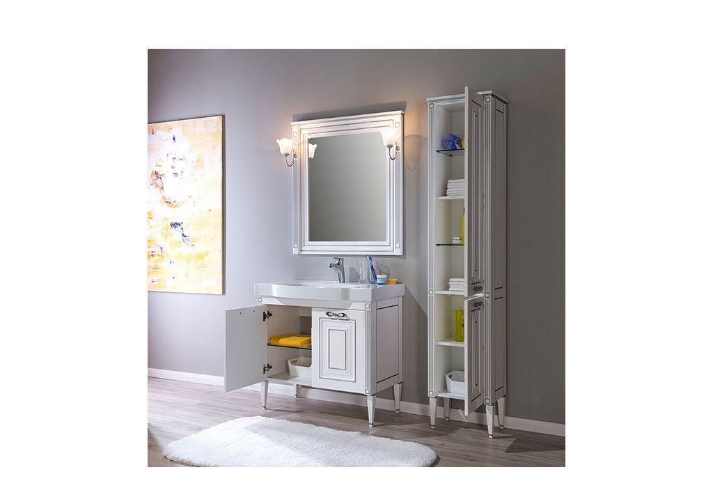 Тумба с раковиной Aquanet Паола 90 белый/серебро (керамика) 0018612100185340 - Вид №6