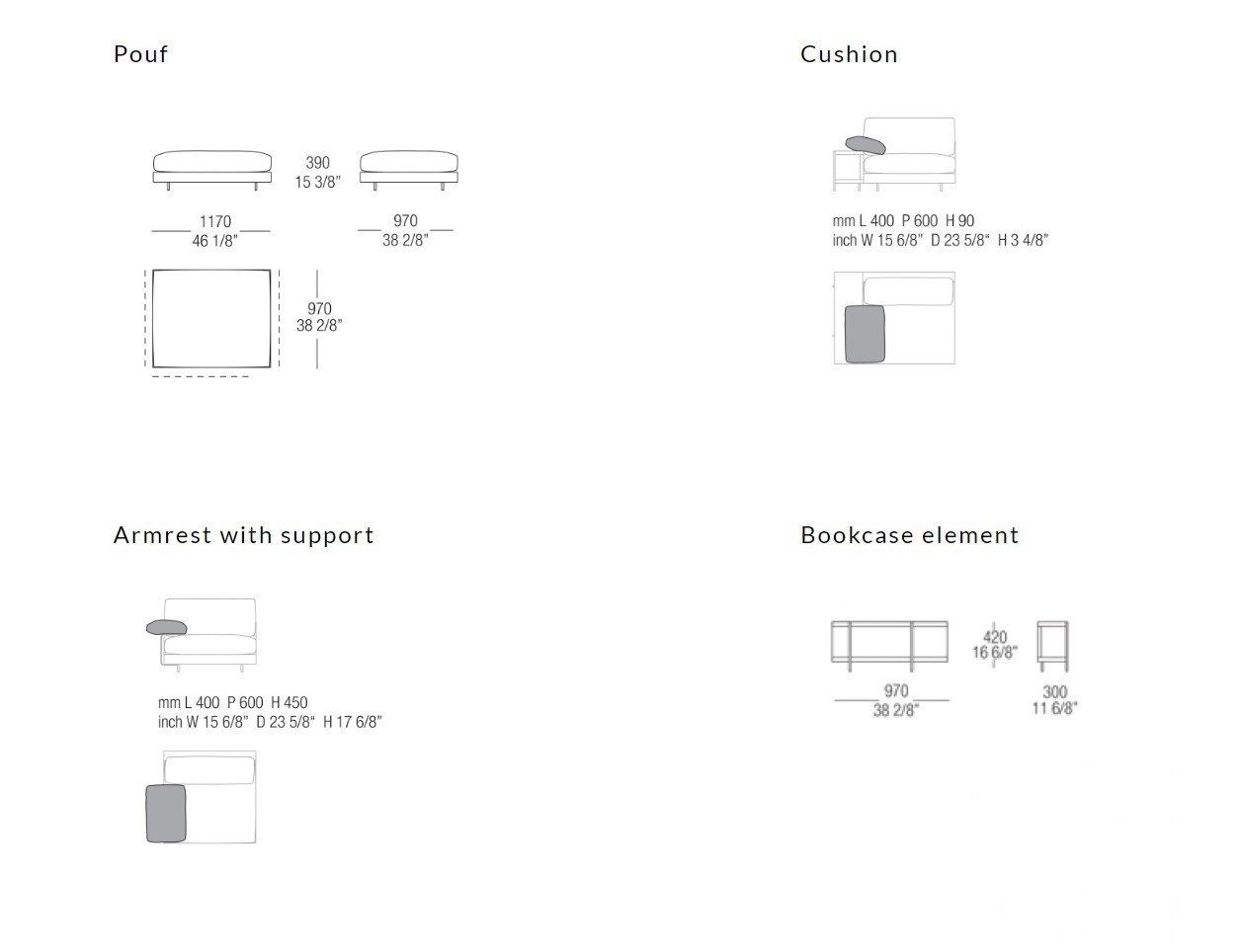 Съемный диван из ткани MisuraEmme ARGO ARCH-00069863 - Вид №7