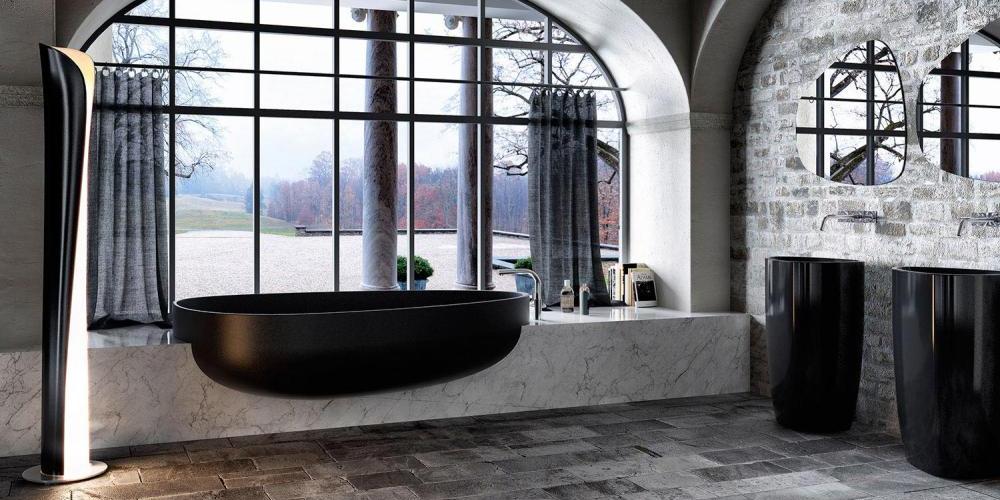 Встраиваемая черная ванна Beyond Glass1989 GV001D0 - Вид №1