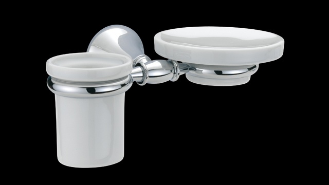 TM152 Мыльница и стакан керамические с держателем, подвесной комплект bagno&associati TEMPO Bagno & Associati