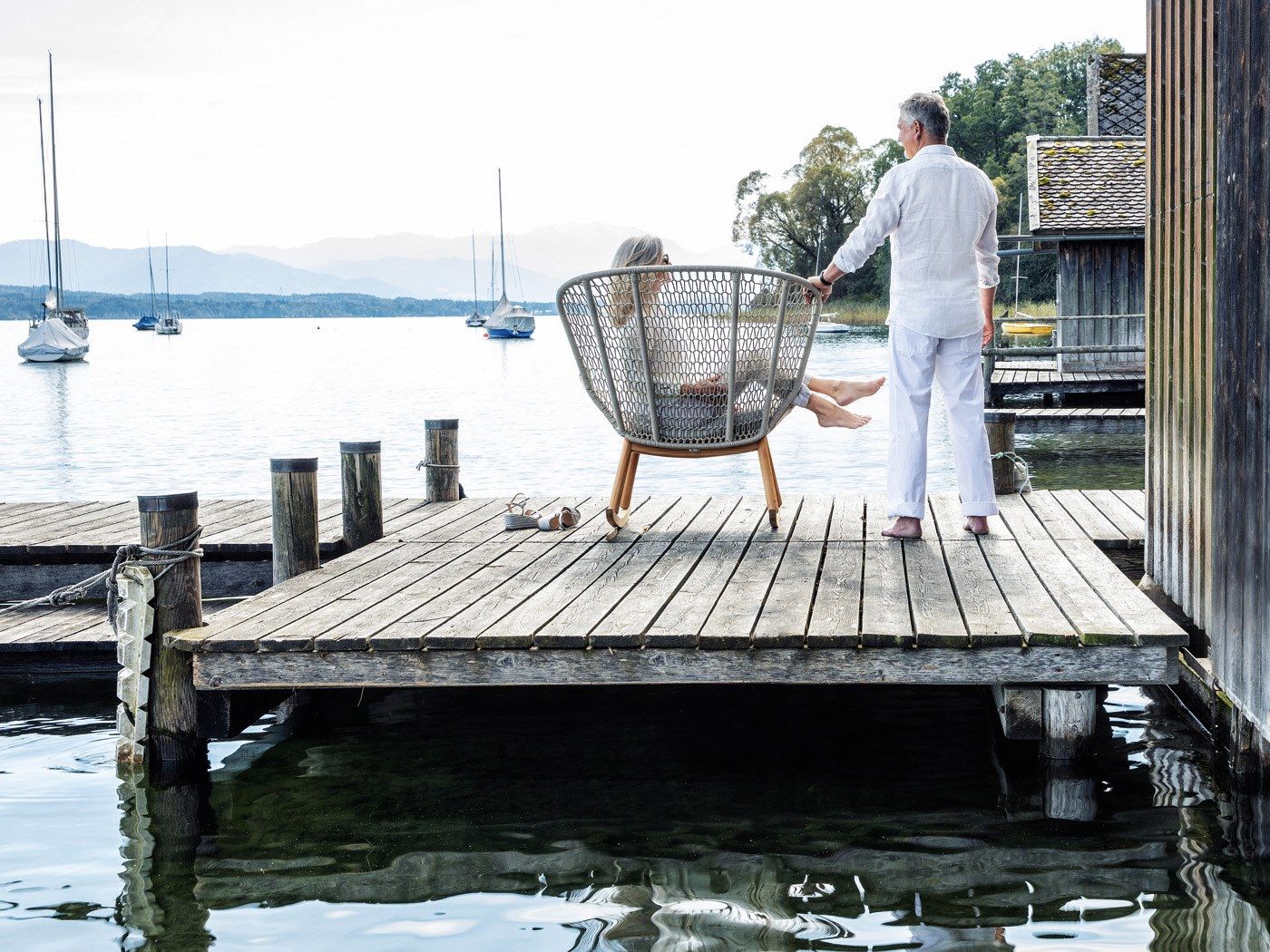 Тканевое садовое кресло с подлокотниками FISCHER MÖBEL Wing Light ARCH-00039944 - Вид №2