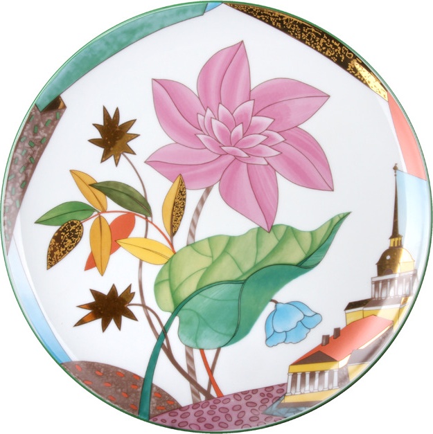 10596211 Императорский фарфоровый завод Тарелка декоративная 27,5см "Цветущий город "Эллипс" Фарфор твердый 