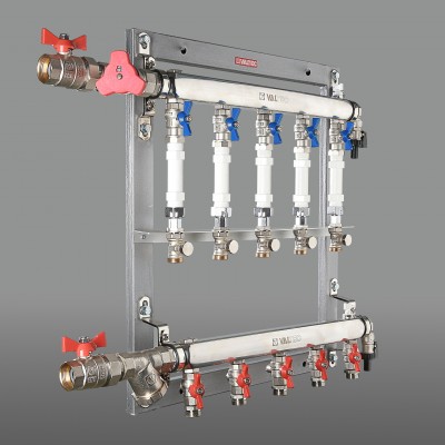 VT.GPM.05S04.L5 Узел этажный для поквартирного учета тепловой энергии Valtec 3/4", 5 вых., ввод слева  - Вид №2