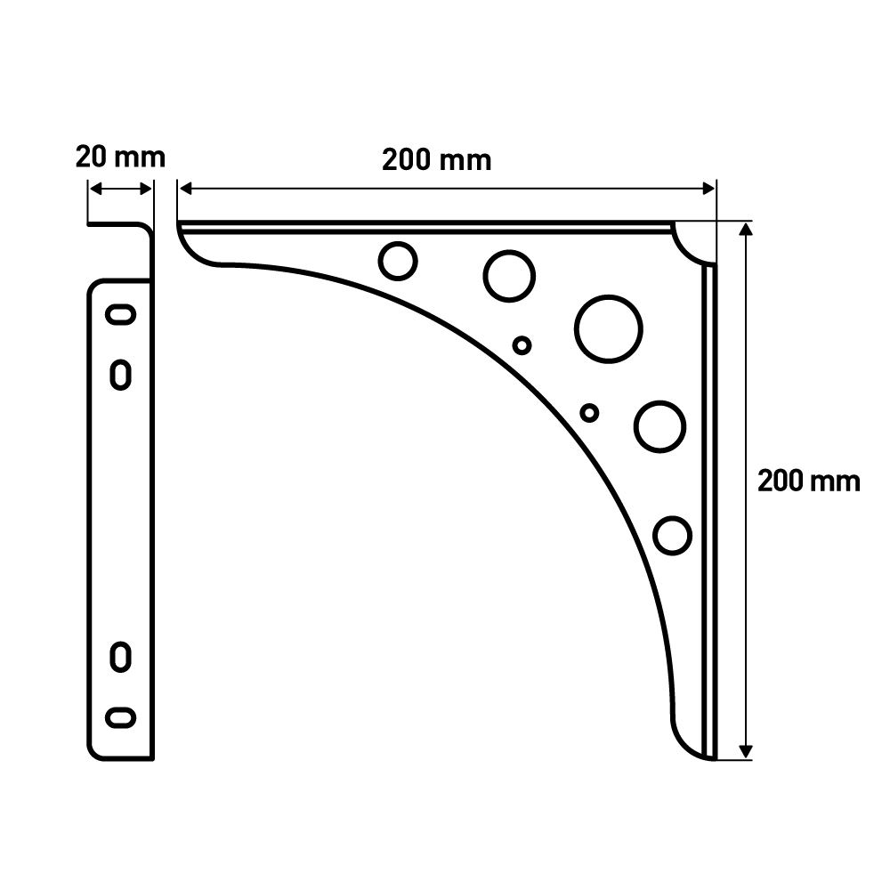 Кронштейн Mун , 200x200x20 мм, черный LJPS0138 Public Steel Россия  - Вид №7