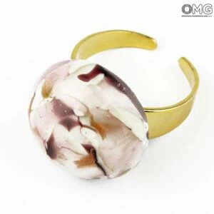 3319 ORIGINALMURANOGLASS Кольцо Валерия - люме - Original Murano Glass OMG 3 см