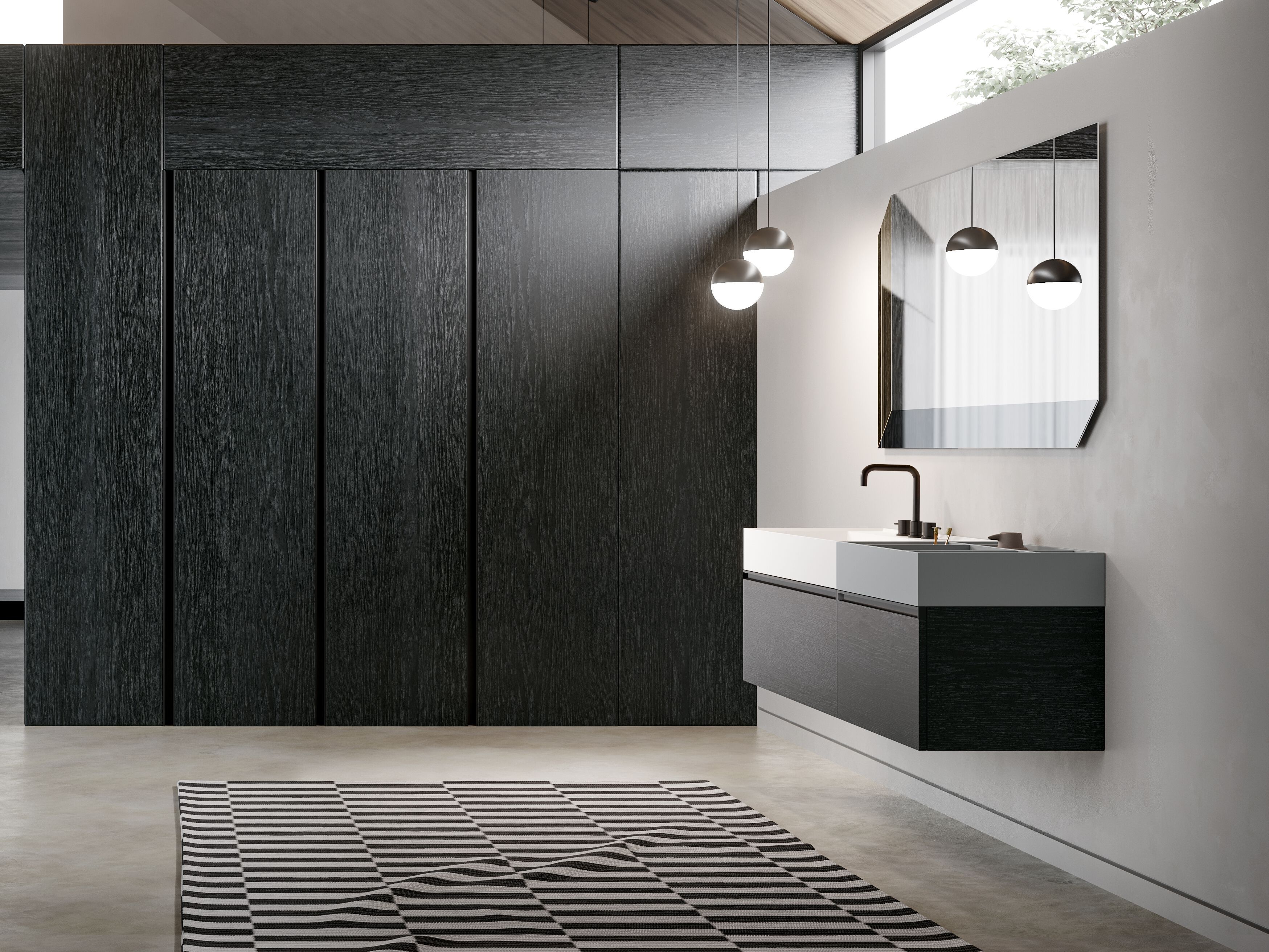 Подвесной туалетный столик с выдвижными ящиками и зеркалом Birex Deep ARCH-00125044