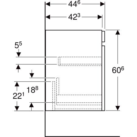 501.904.01.1 Шкафчик для раковины Geberit Renova Plan, с одним выдвижным ящиком и одним внутренним выдвижным ящиком Geberit  - Вид №58
