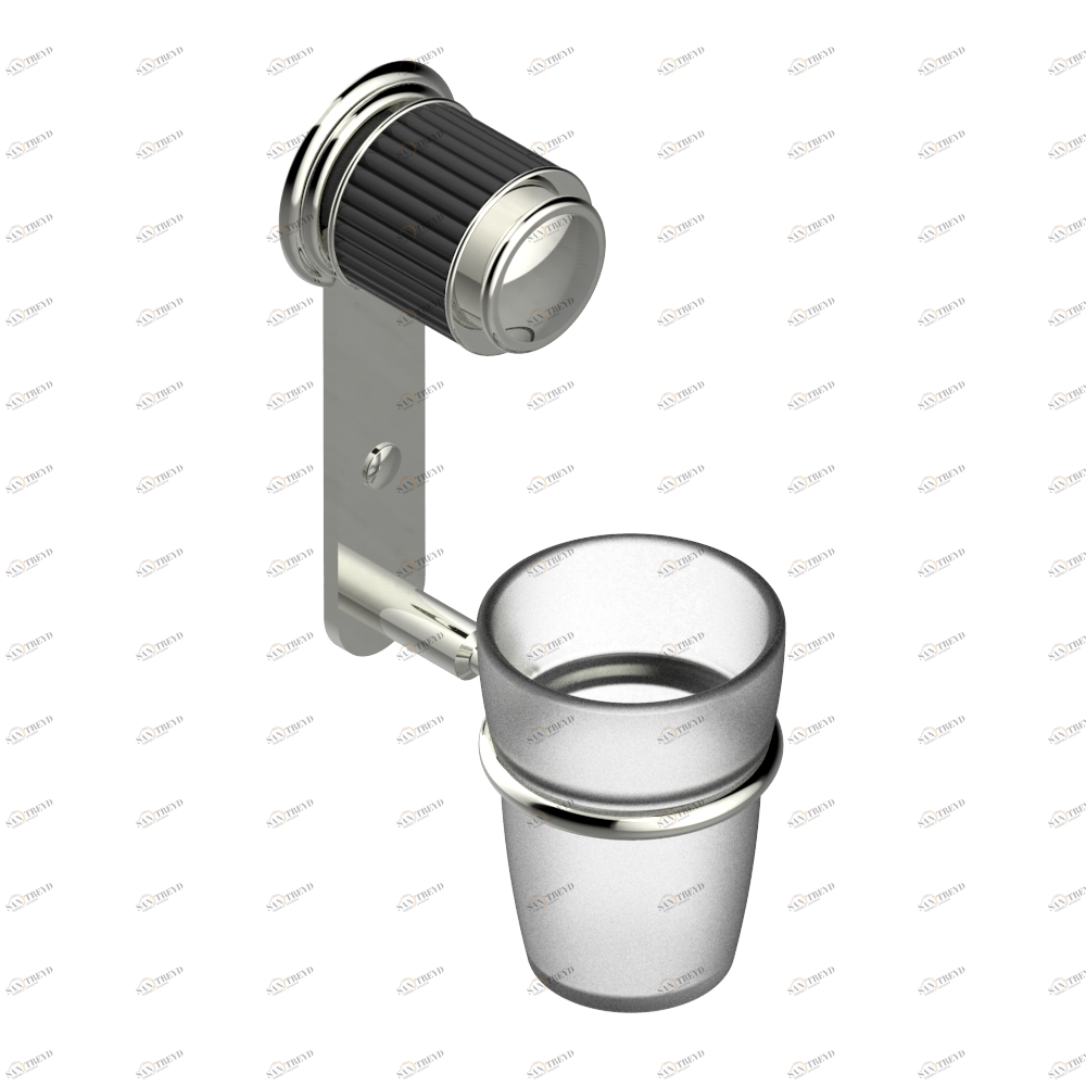 A9C-536 Стакан настенный для зубных щёток Thg-paris Jaipur c чёрным ониксом Матовый никель A9C-536 CAT.C