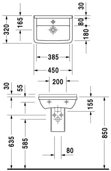 075045 Подвесная раковина настенная овальная Duravit Starck 3 белая - Вид №1