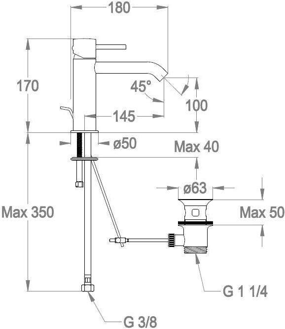Fir Italia Смеситель для умывальника Cleo 84 8411311 - Вид №2