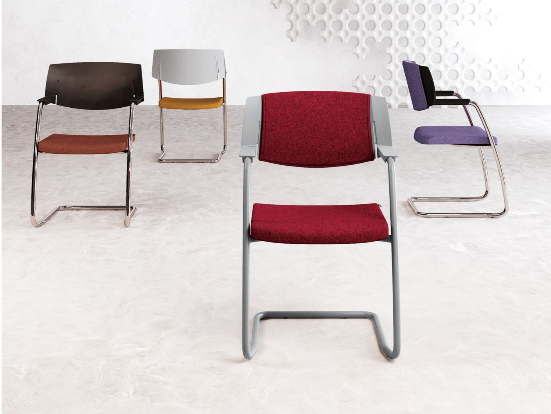 Тканевый консольный стул для конференций с подлокотниками Las Mobili Hellò ARCH-00028278 - Вид №1