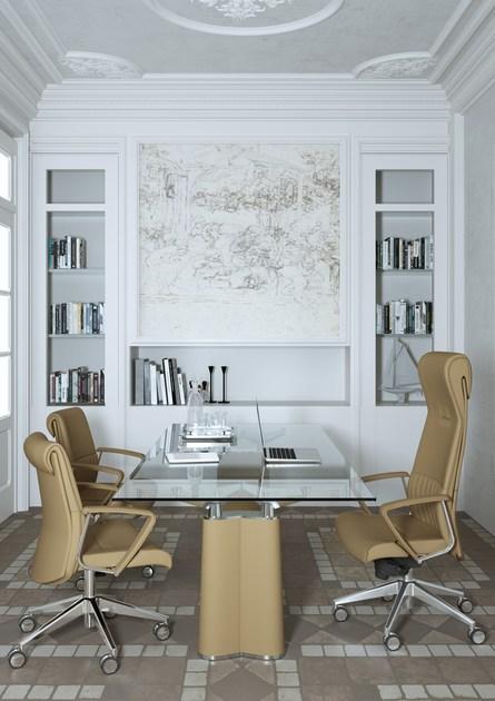 Ares Line Кресло руководителя с регулируемой высотой в коже в классическом стиле с 5-ю спицами и подлокотниками Parlament sun-id-1483626 - Вид №5