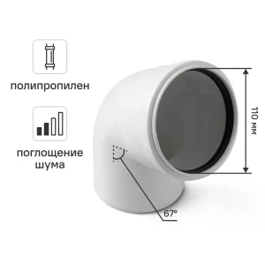 Отвод 110x67 мм Equation с шумопоглощением полипропилен 89334954 STLM-2038652