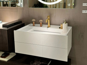 Прямоугольная раковина из твердой поверхности с ящиками