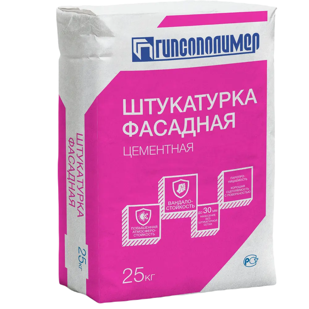 Штукатурка цементная Гипсополимер Фасадная 25 кг STLM-2138198