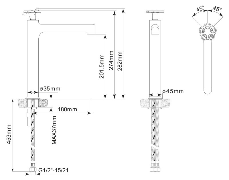 Смеситель для накладных раковин ROSO ROS-LMC-CRM BELBAGNO  - Вид №2