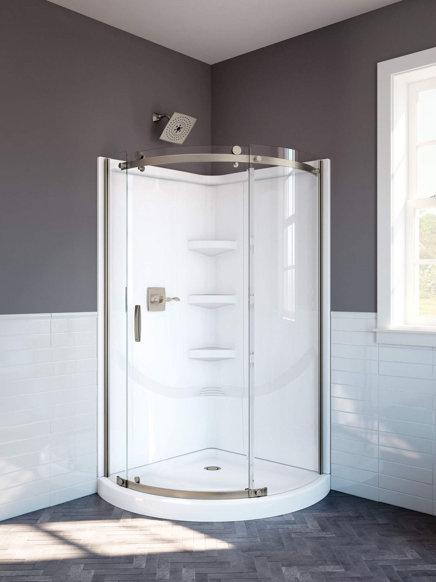 Круглый угловой душевой уголок Delta Faucet B911917-3838-SS - Вид №2