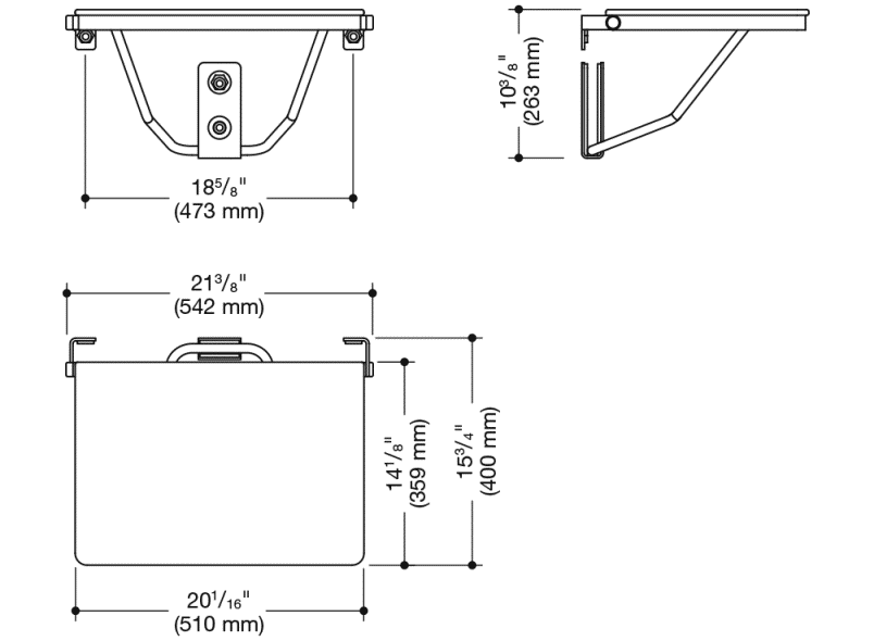 900.51.210XA Складное сиденье для душа, прямоугольное (ada) HEWI System 900 - Вид №1
