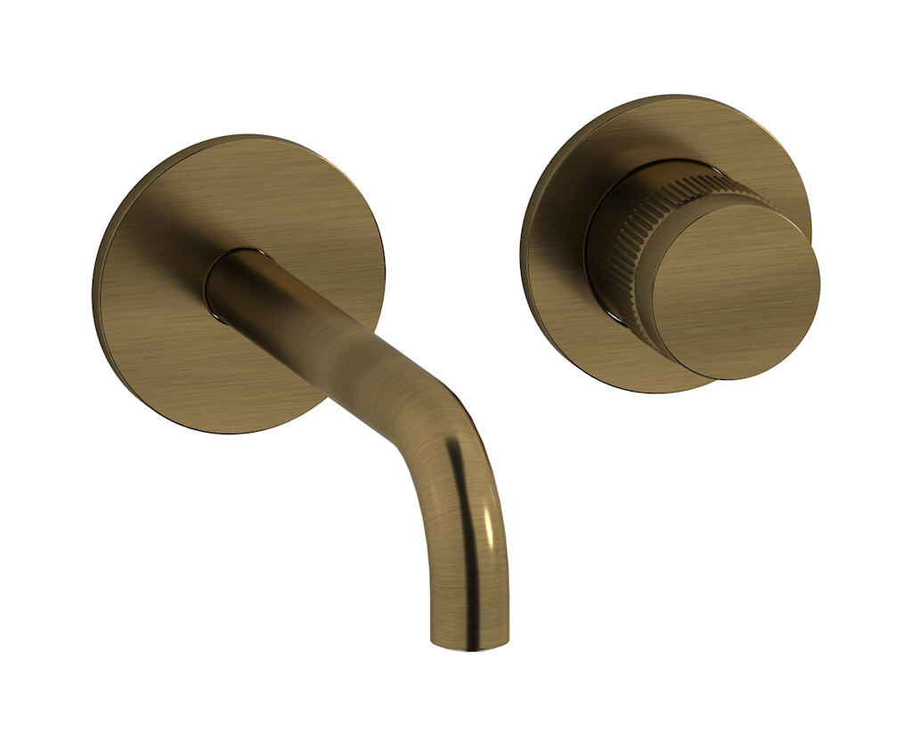 Встроенный в стену смеситель для раковины на 2 отверстия в комплекте с донным клапаном WE ARE IB rx406mb Modern Bronze Reflex