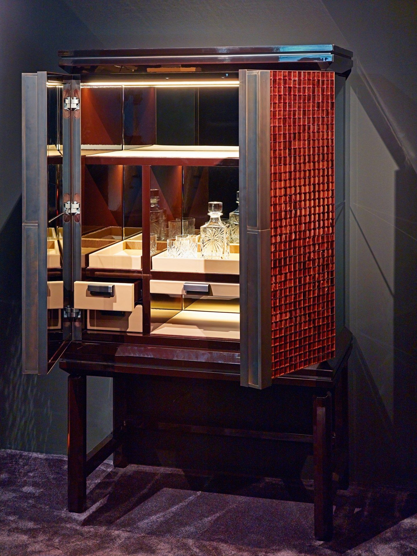 Деревянный и стеклянный барный шкаф со встроенным освещением Sicis Ledoux ARCH-00146935 - Вид №7
