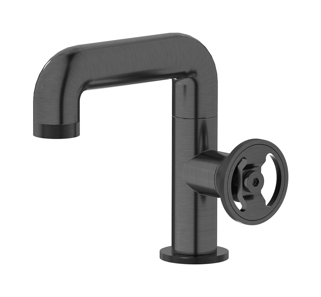 Смеситель для раковины на 1 отверстие в комплекте с донным клапаном WE ARE IB b1200cs Brushed Black Chrome Bold