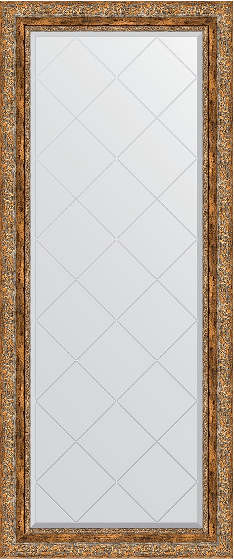 BY 4144 Зеркало с гравировкой в багетной раме - виньетка античная бронза 85 mm EVOFORM Exclusive-G