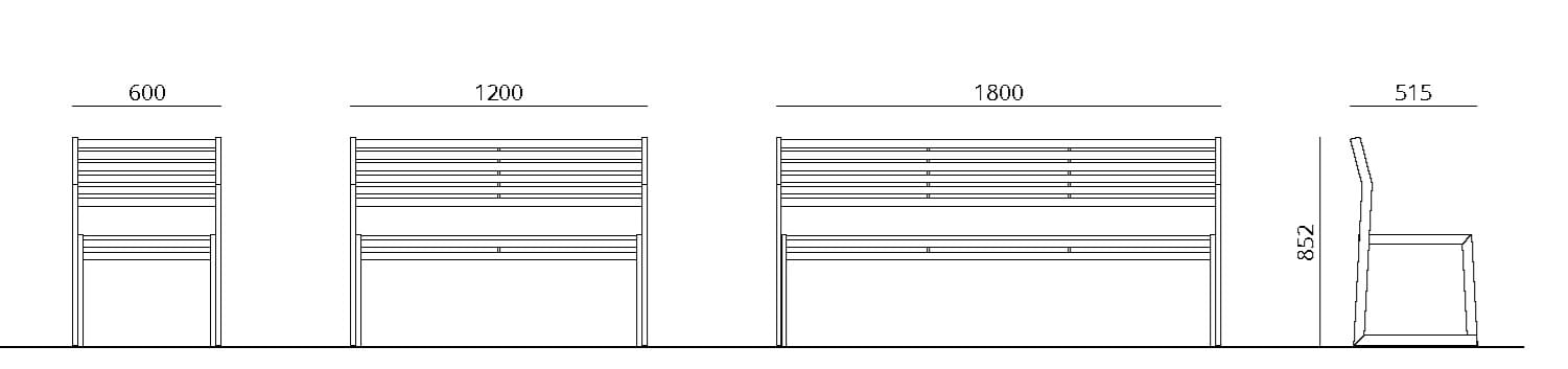 Штабелируемая металлическая скамья со спинкой Urbantime Cortina.026 ARCH-00056284 - Вид №7