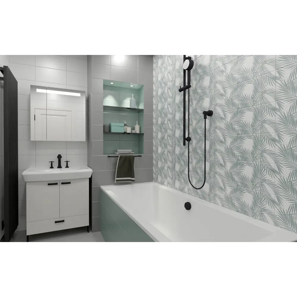 Керамическая плитка НЕФРИТ-КЕРАМИКА Эклат 40×20 см в серо-зеленых тонах 89232607 STLM-0944849 - Вид №5