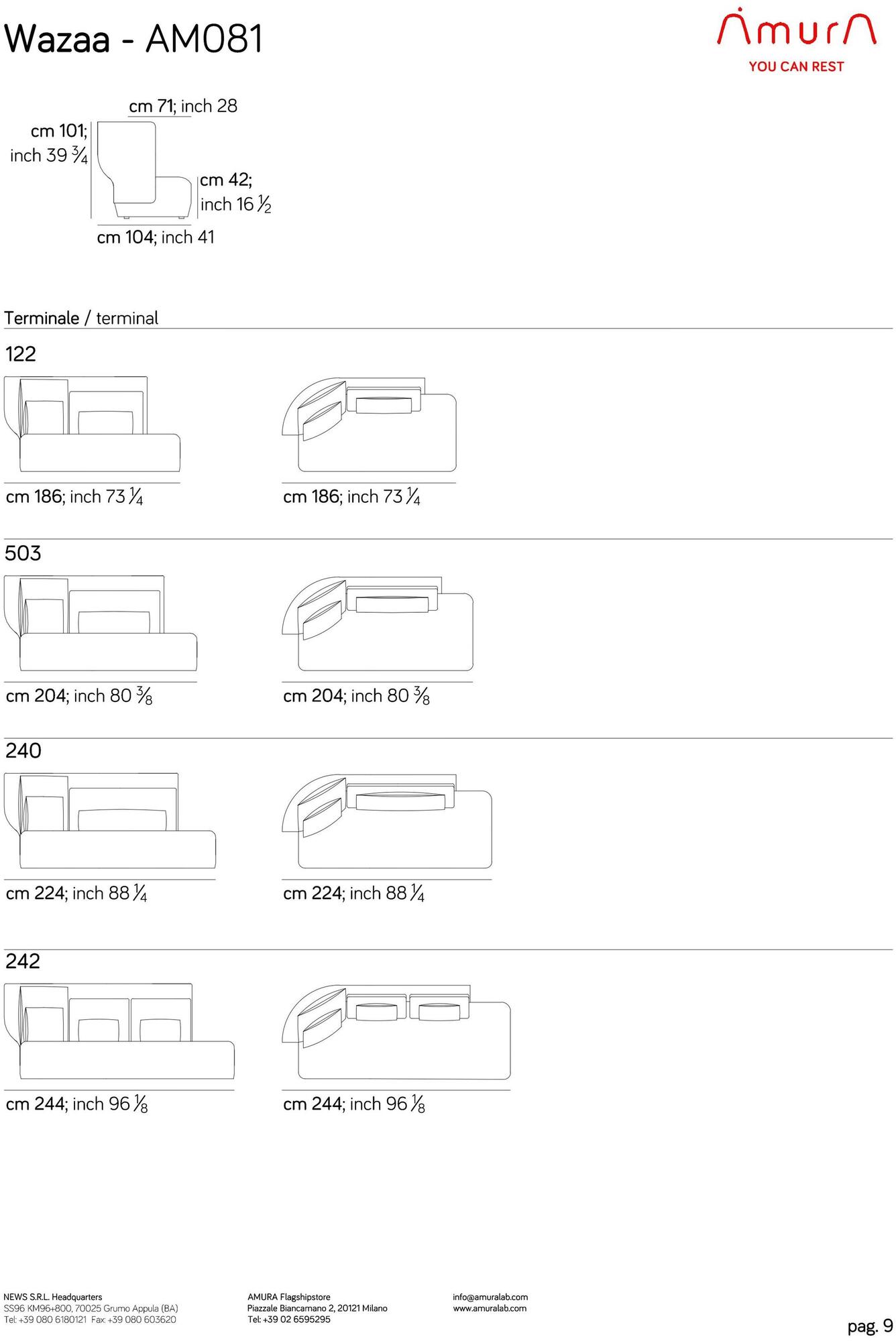 AMURA 2-х местный диван с высокой спинкой Wazaa Am081.020 - Вид №13
