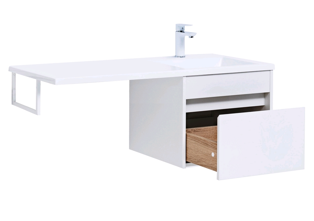 Тумба с раковиной Aquanet Токио 110 R белый (подвесная, 1 ящик) 0023691500235498 - Вид №2