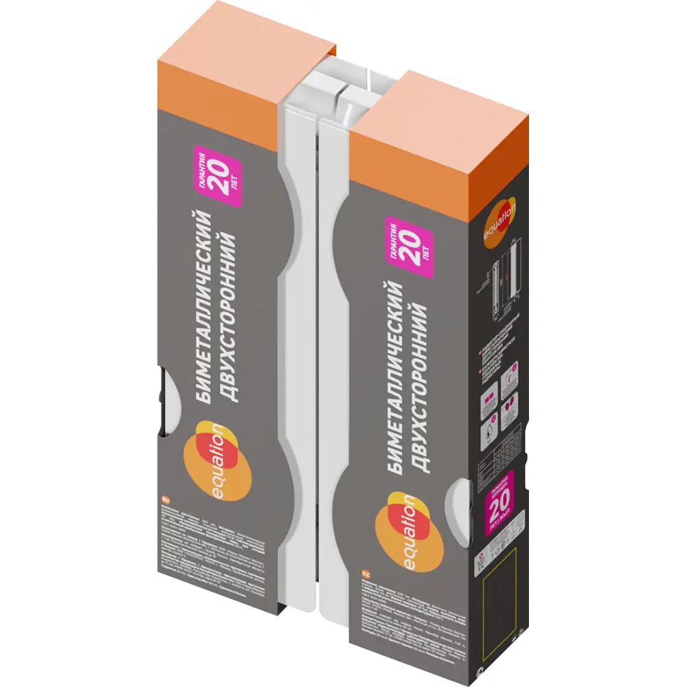 Радиатор секционный Equation Bimetal 500/90 4 секции нижнее правое подключение биметалл белый 89106833 STLM-2062589  - Вид №4