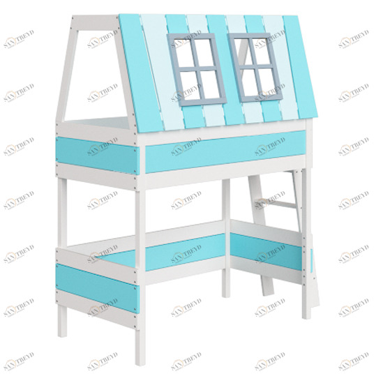 Кровать-чердак Home West M 80х160 см белая, голубая ELLIPSE ELLIPSE HOME 351810 Белый;голубой Santreyd 