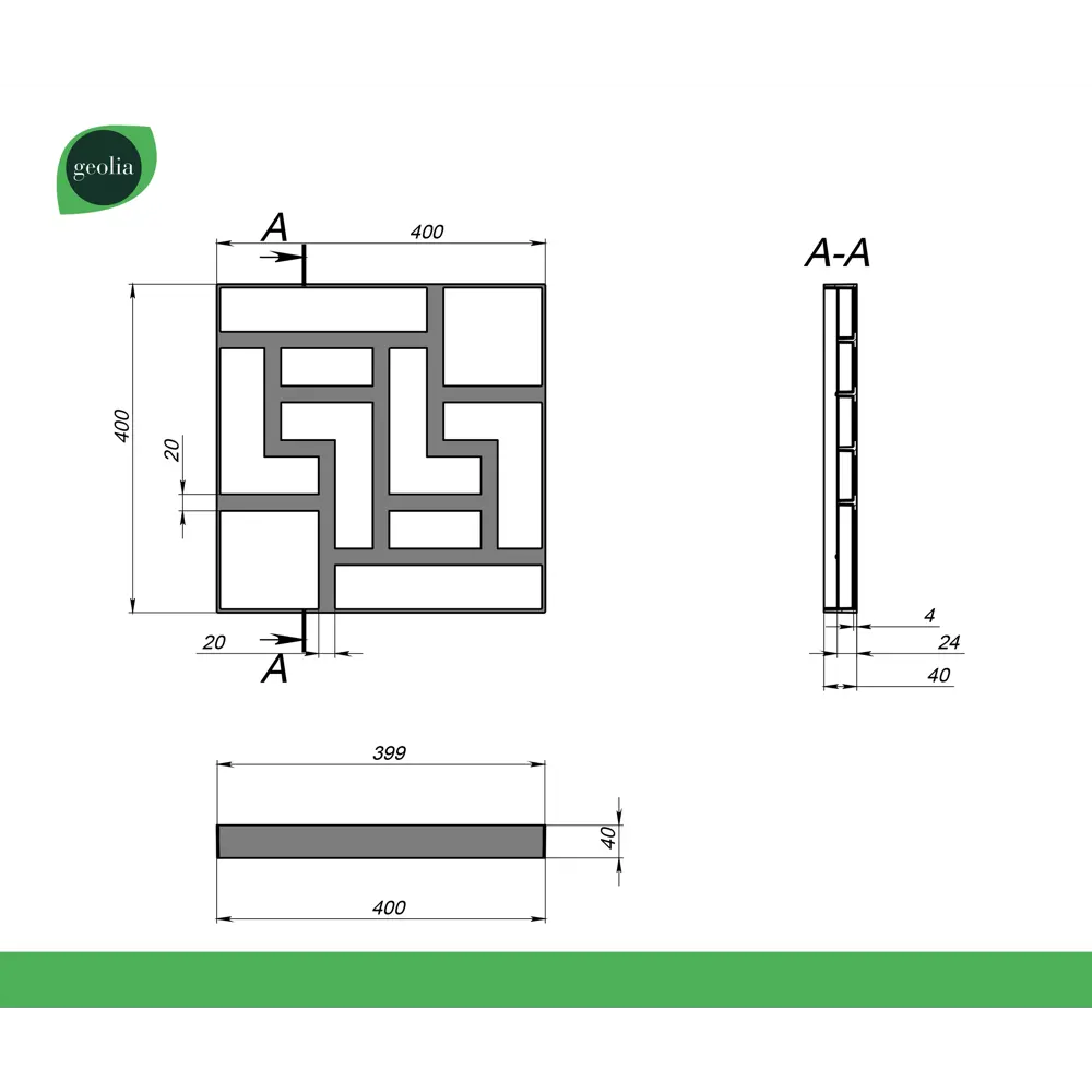 GEOLIA: Форма для садовых дорожек 40х40х4 см 89340779 STLM-0957441 - Вид №3