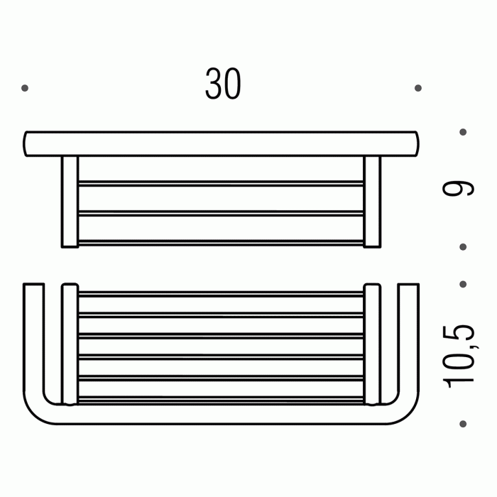 B6232 GL Полочка металлическая 30 см (золото) COLOMBO LULU Colombo Design - Вид №2