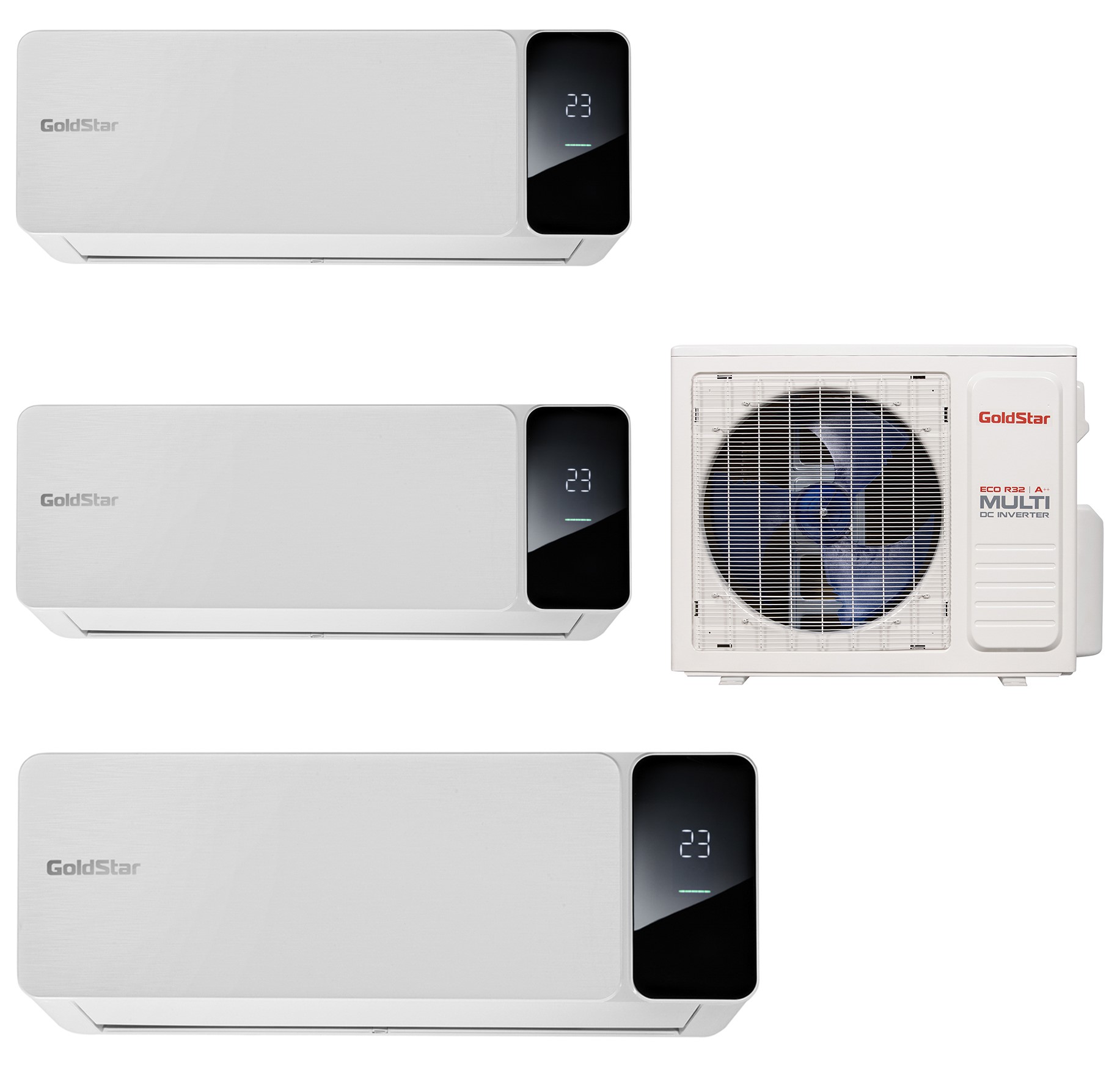 9244176 Кондиционер настенный мультисплит-система GoldStar GSA3OI-FM/out-21HN8 + FM/in-07+07+12HN8 белый STDN-0023574