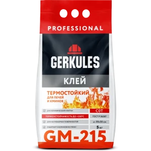Клей для облицовки печей и каминов Gerkules GM-215 огнеупорность 350°С 5 к