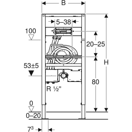 111.069.00.1 Монтажный элемент Geberit Duofix для раковины, 112-130 см, встраиваемый в стену смеситель Geberit ONE с функциональным блоком для скрытого монтажа Geberit  - Вид №2
