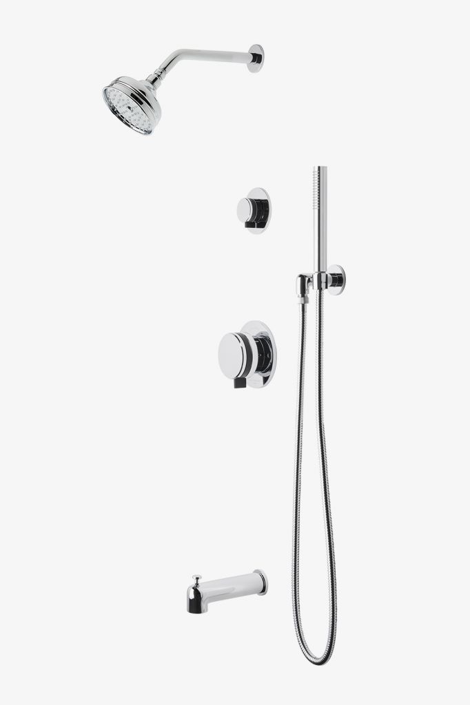 DBSP14 Душевая система с балансировкой давления в децибелах с 5-дюймовой розеткой для душа, ручным душем, изливом ванны и ручкой-переключателем Waterworks 